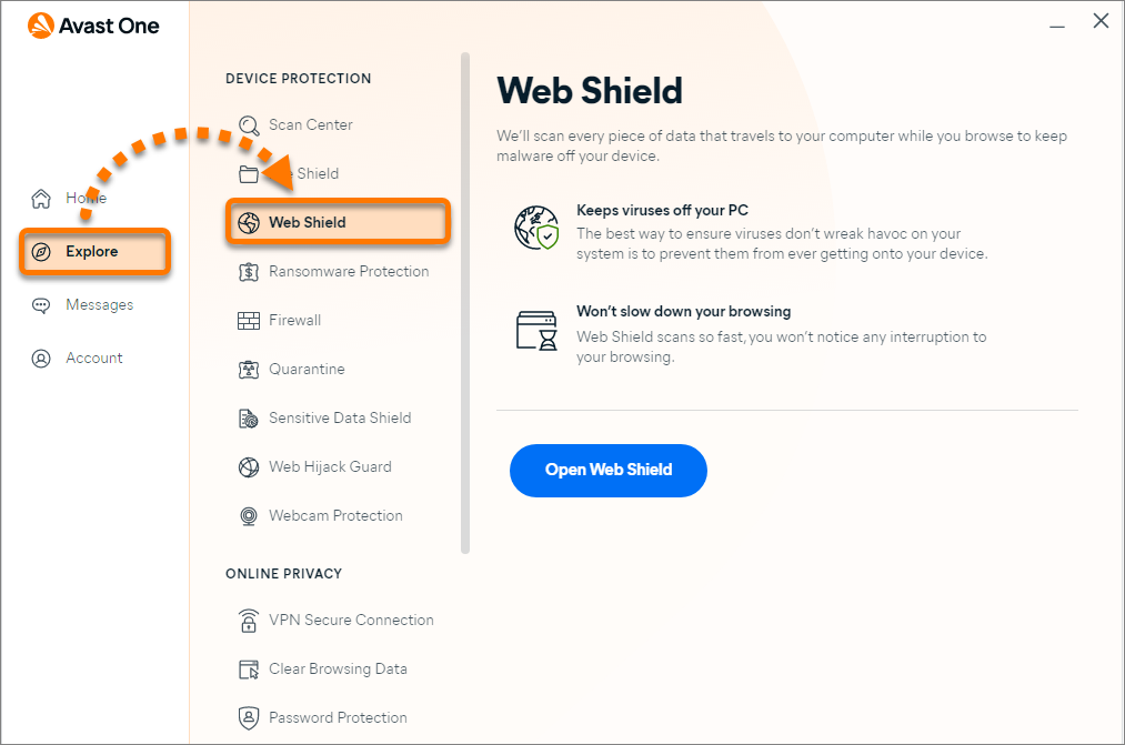 avast webshield will not turn on
