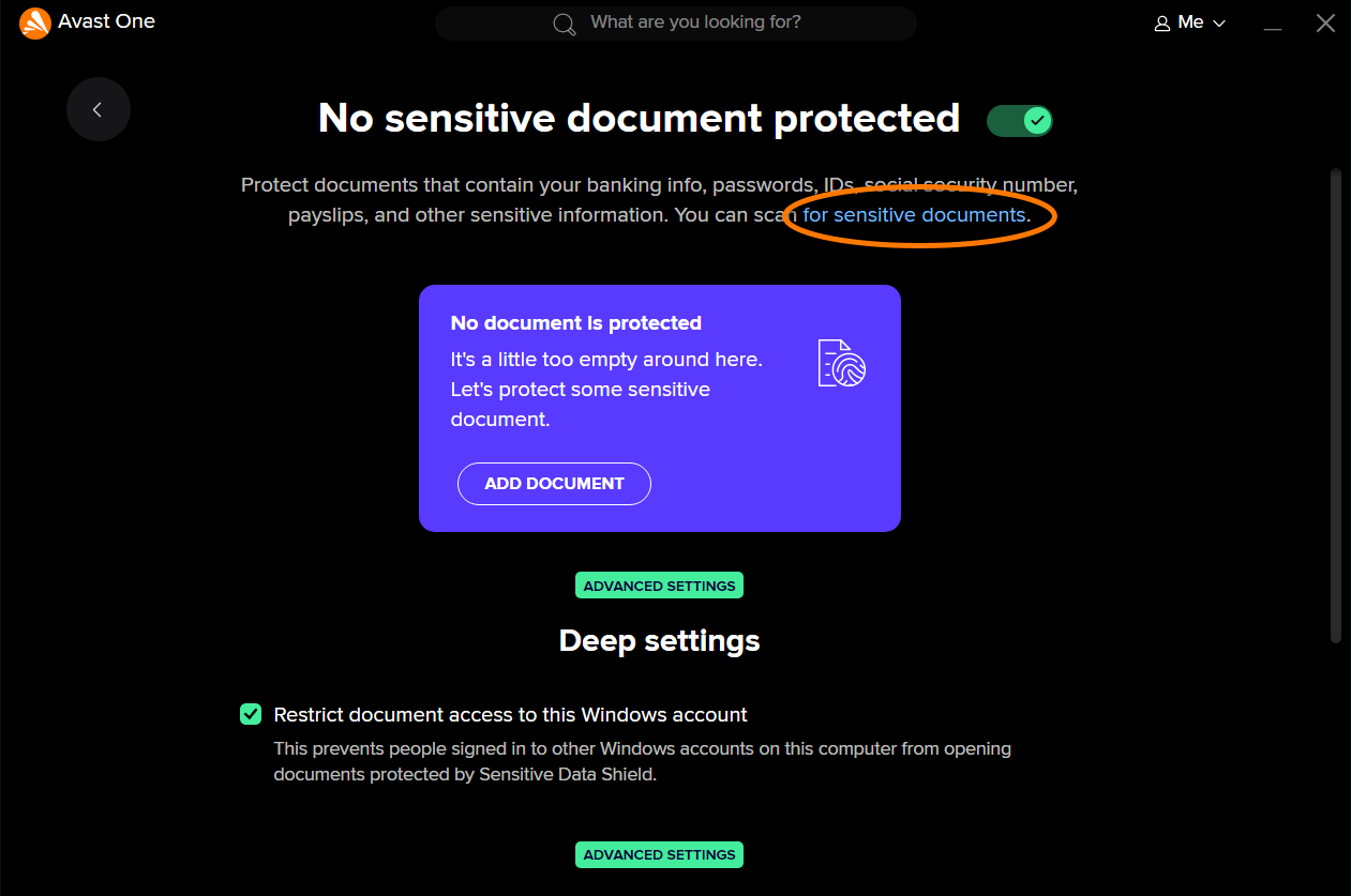 how does avast protect sensitive documents
