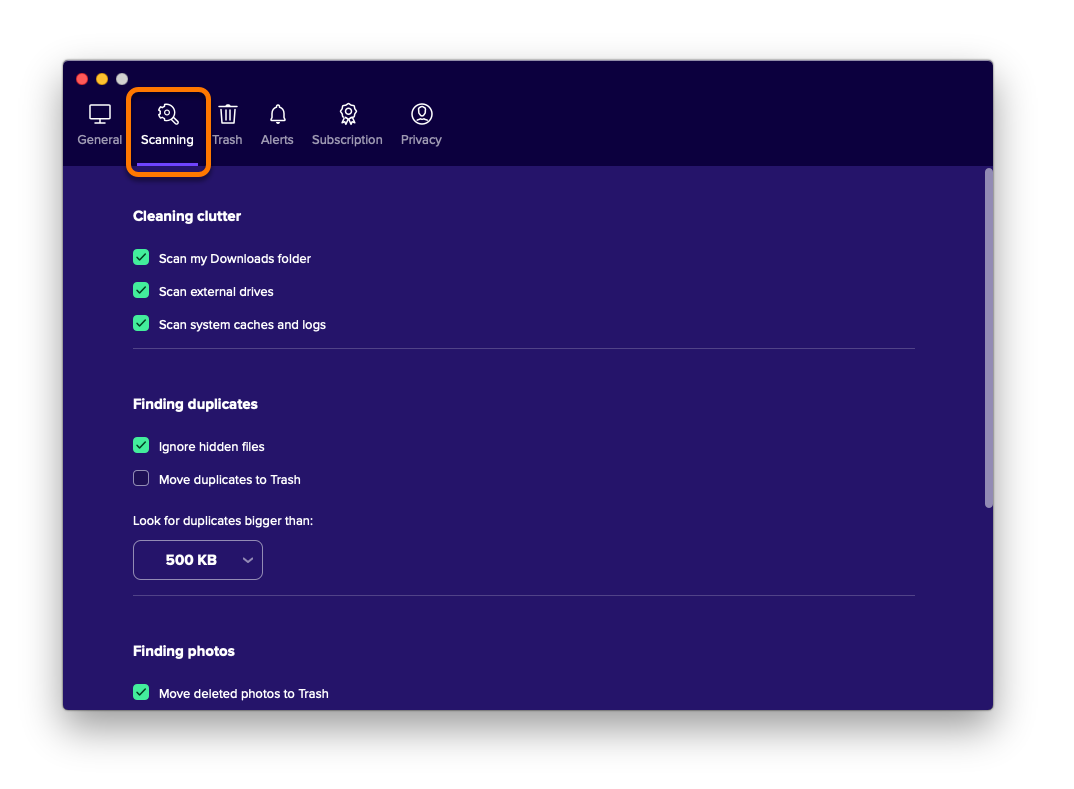 avast cleanup pro preferences option