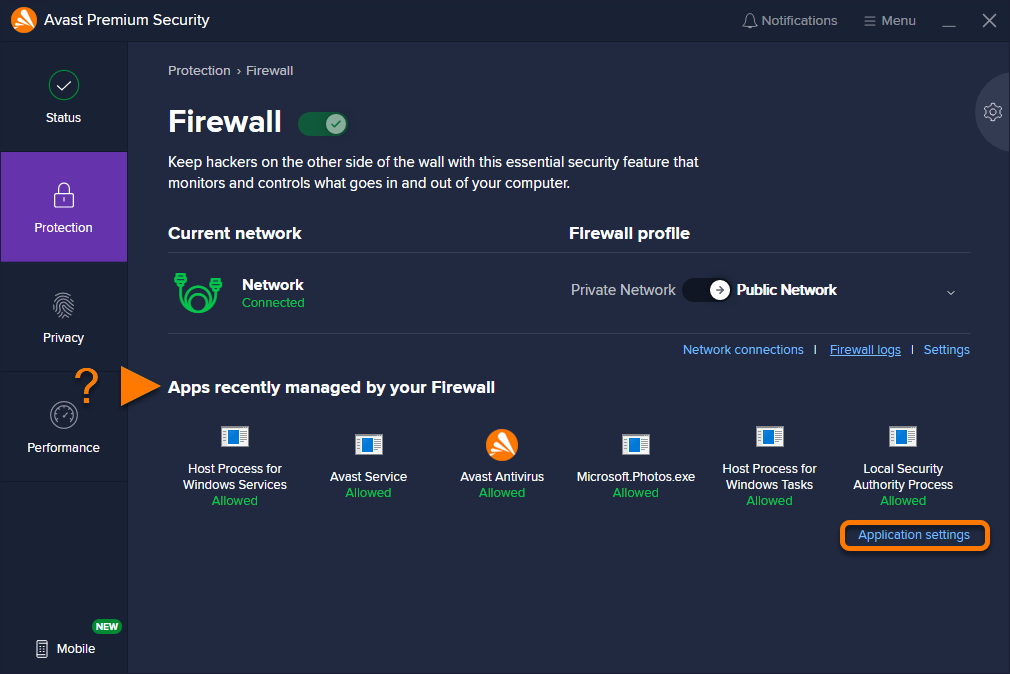how do i unblock mailbird in avast firewall