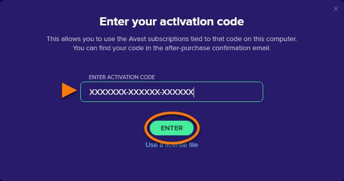 unable to insert the license file avast