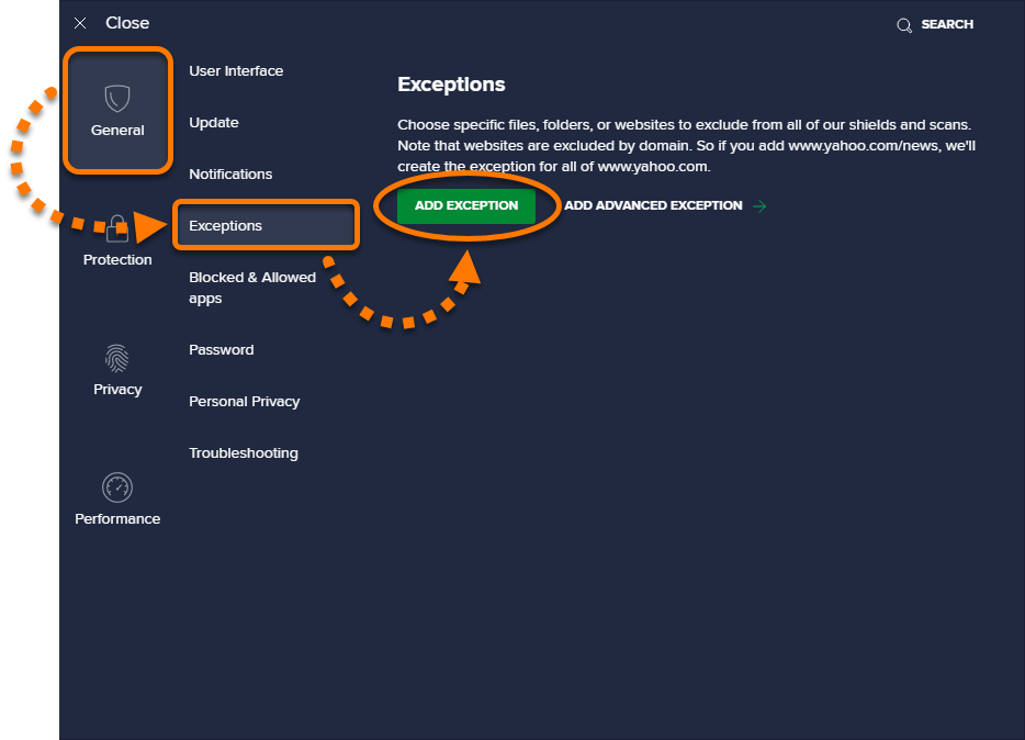 Selecting Customer Exceptions to Track