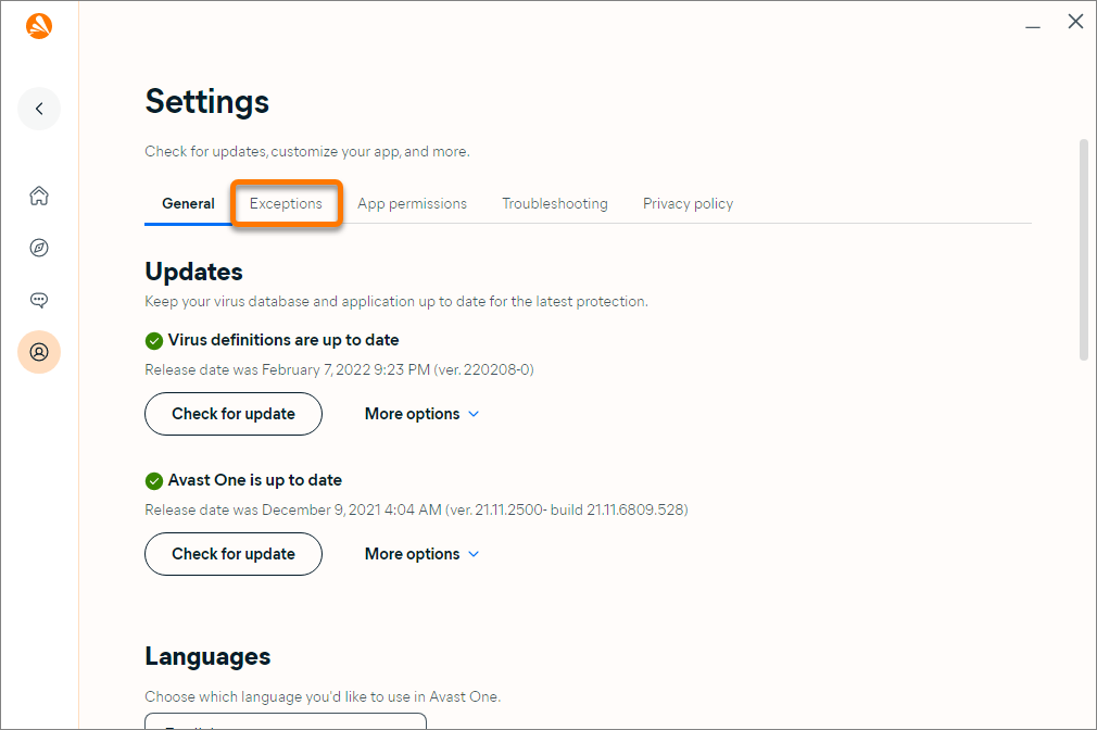 How to exclude files or websites from scans in Avast Antivirus and