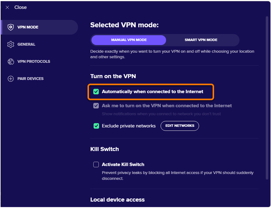 Banket Jurassic Park Benadrukken Automatisch verbinden inschakelen in Avast SecureLine VPN | Avast