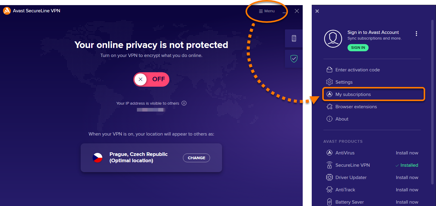 C'è VPN ad Avast?