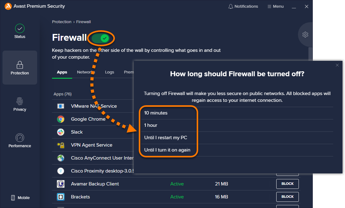 Avast gratuito ha un firewall?