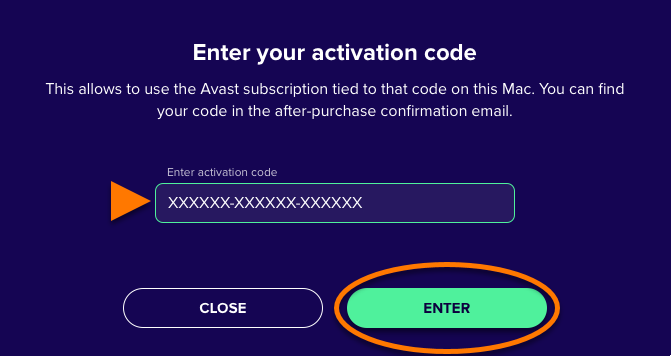 Enter activation code